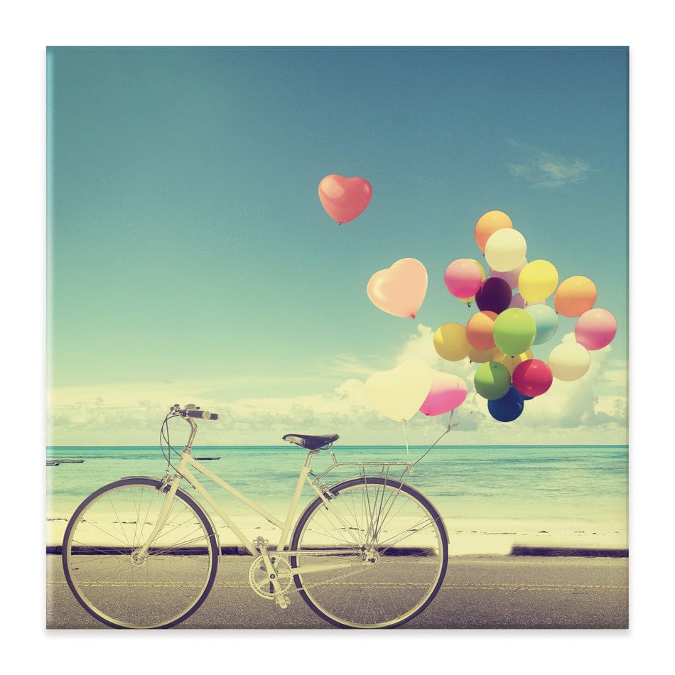 Bicycle And Balloons Square Canvas Print wall art product jakkapan / Shutterstock