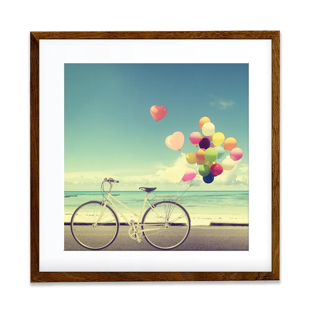 Bicycle And Balloons Square Framed Art Print Bicycle And Balloons Square Framed Art Print wall art product jakkapan / Shutterstock