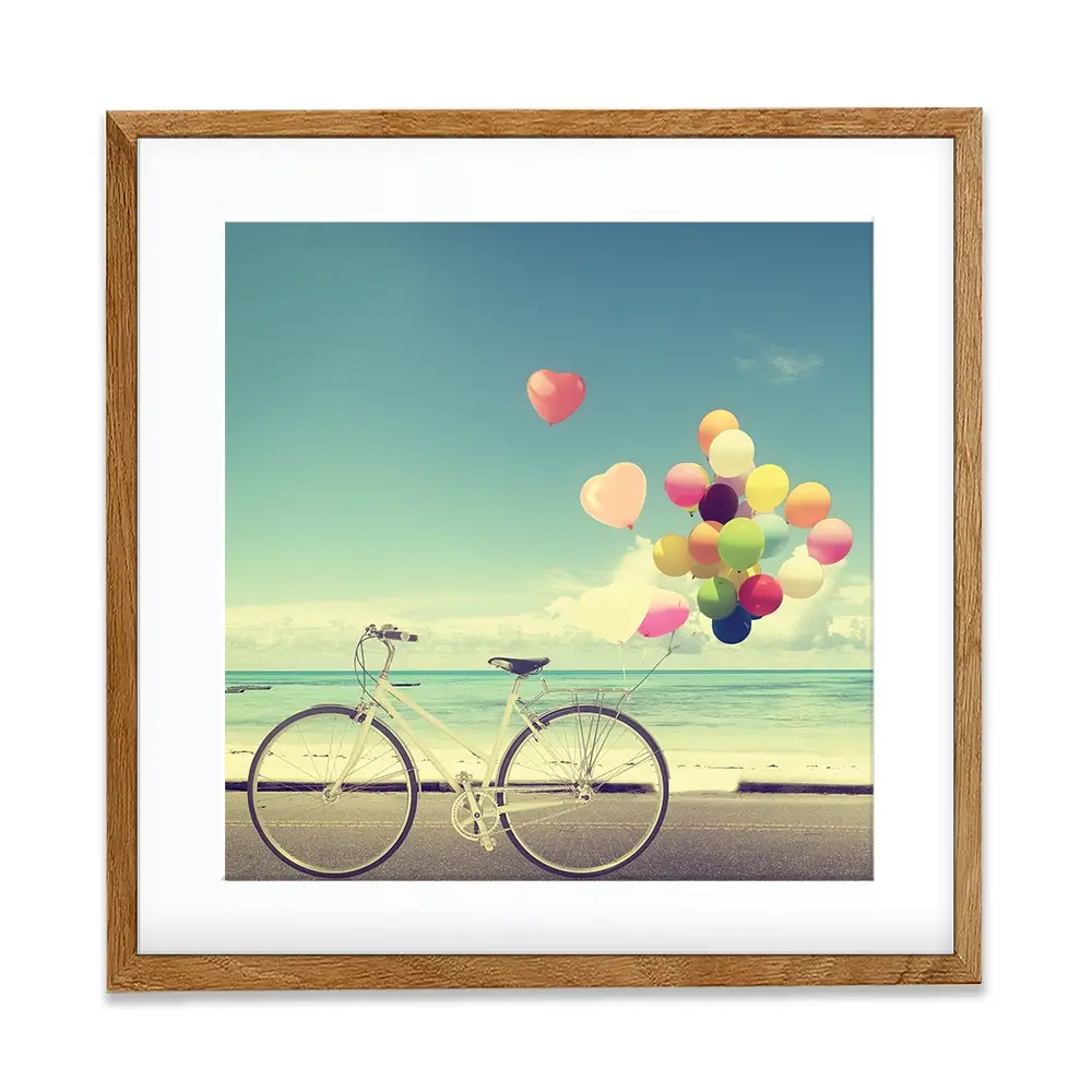 Bicycle And Balloons Square Framed Art Print Bicycle And Balloons Square Framed Art Print wall art product jakkapan / Shutterstock