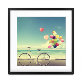 Bicycle And Balloons Square Framed Art Print Bicycle And Balloons Square Framed Art Print wall art product jakkapan / Shutterstock