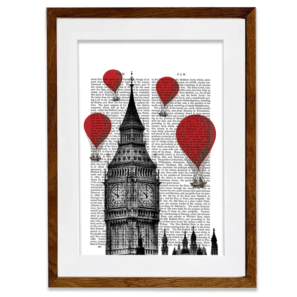 Big Ben And Red Hot Air Balloons Framed Art Print Big Ben And Red Hot Air Balloons Framed Art Print wall art product Fab Funky