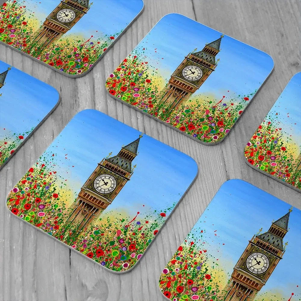 Big Ben Coaster Set Rainbow Soul Tree Coaster Set | Rainbow Soul Tree Art Coasters wall art product Jo Gough