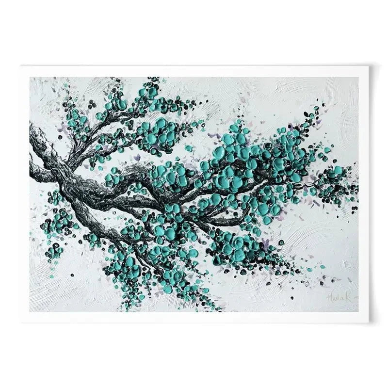 Big Bloom Turquoise Art Print Big Bloom Turquoise Art Print wall art product Nada Khatib