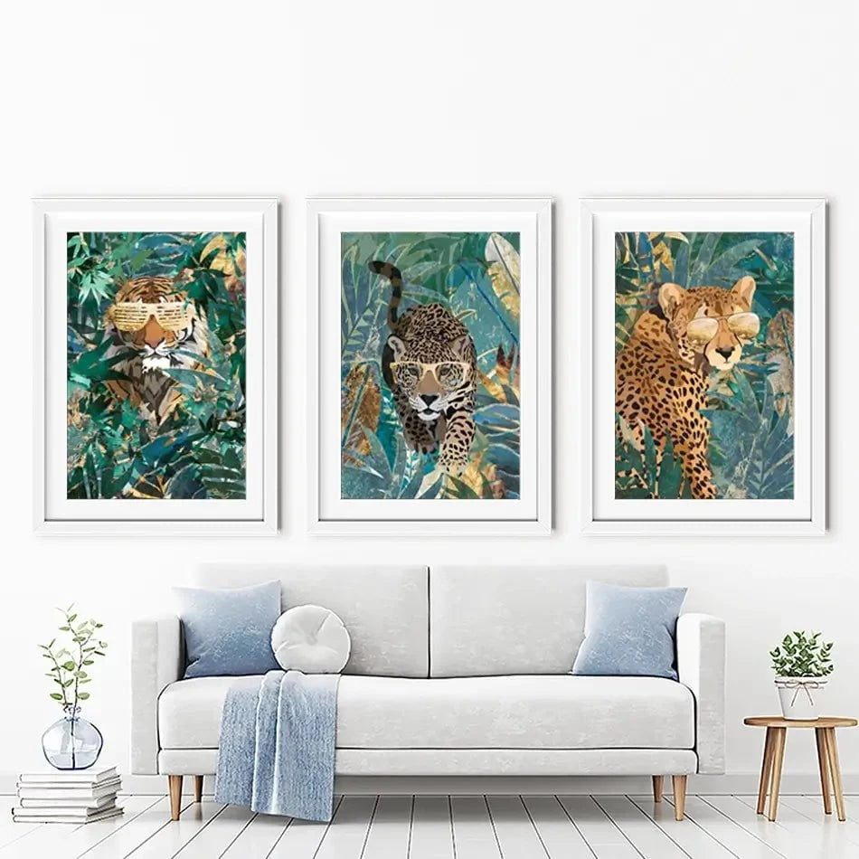 Big Cats Framed Art Print Trio Big Cats Framed Art Print Trio wall art product Sarah Manovski