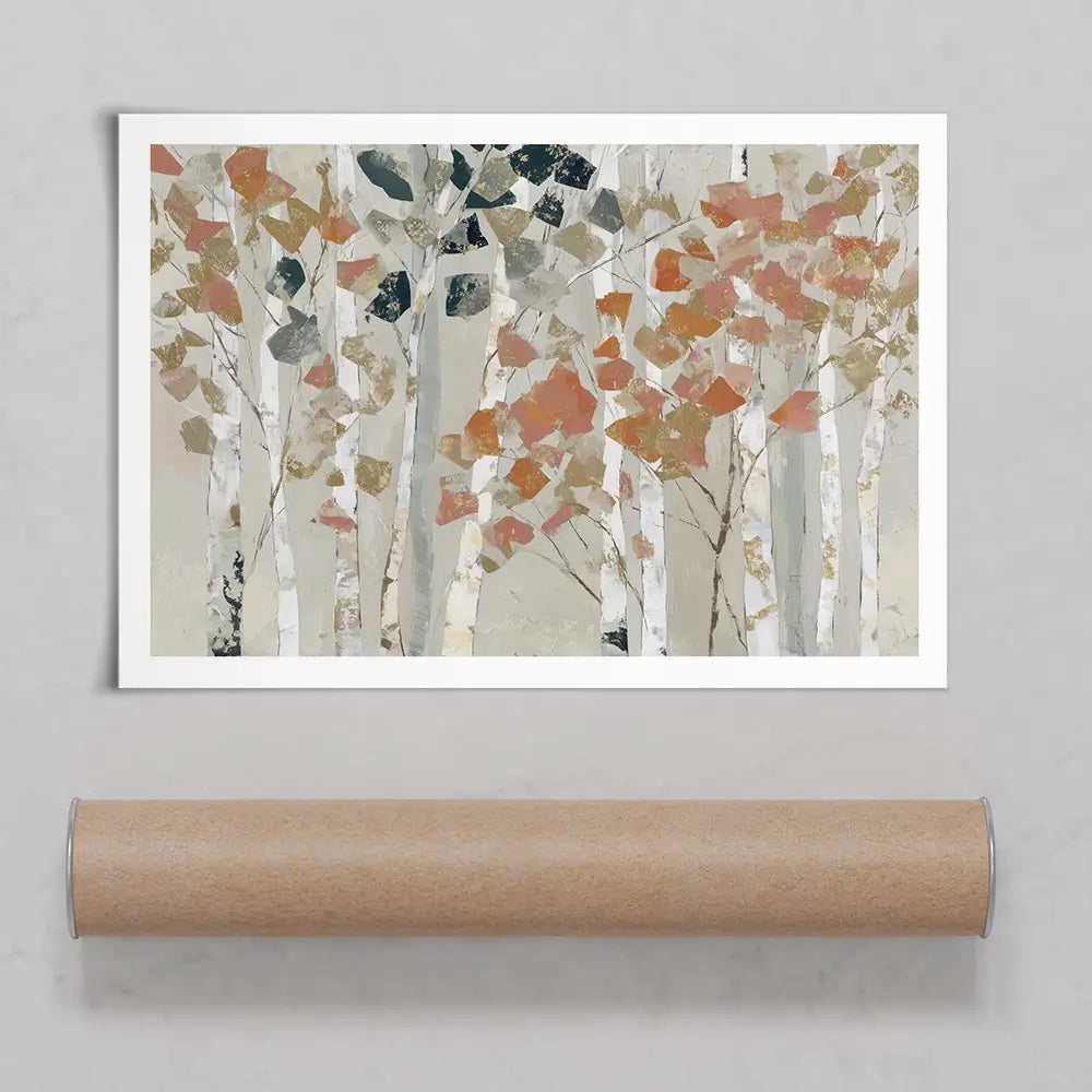 Birch Forest In Autumn Art Print Birch Forest In Autumn Art Print wall art product Chromatic Storm Studio