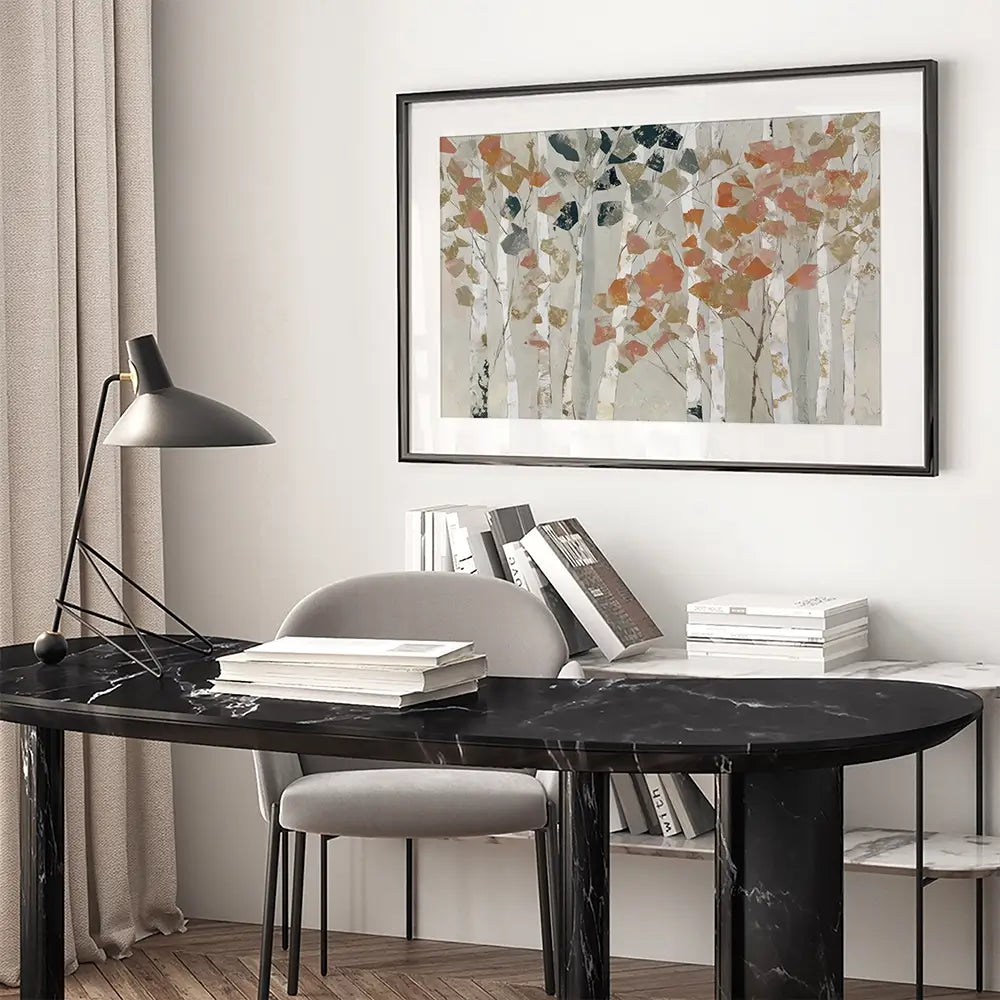 Birch Forest In Autumn Framed Art Print Birch Forest In Autumn Framed Art Print wall art product Chromatic Storm Studio