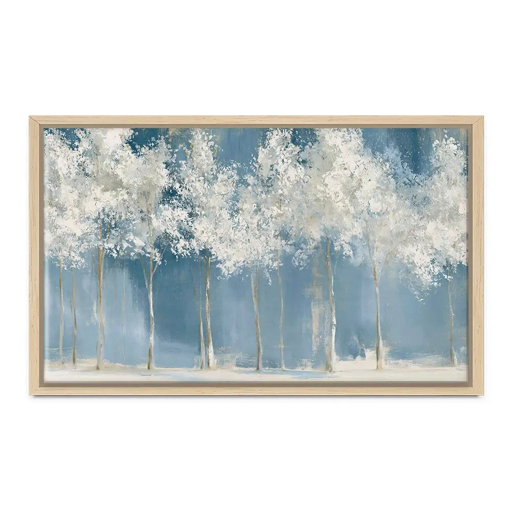 Birch Grove In Frost Canvas Print Birch Grove In Frost Canvas Print wall art product Chromatic Storm Studio