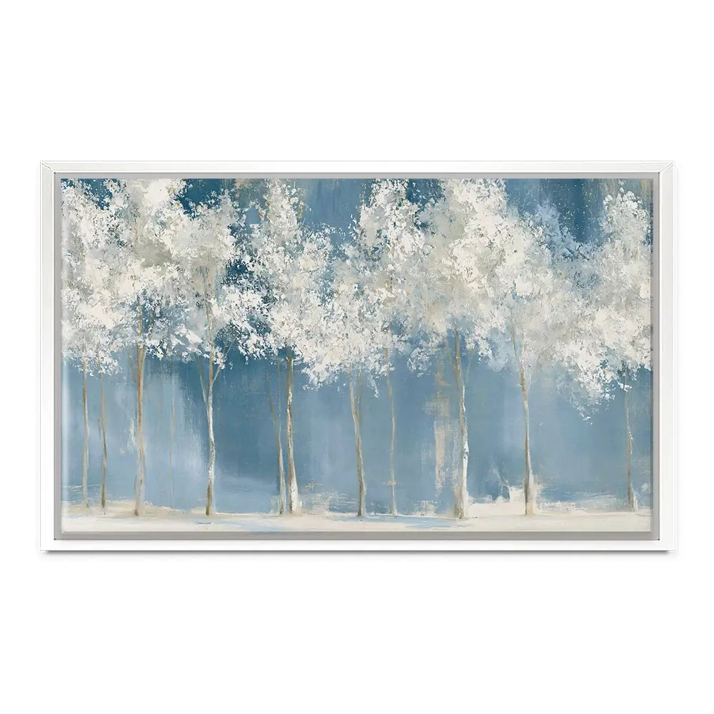 Birch Grove In Frost Canvas Print Birch Grove In Frost Canvas Print wall art product Chromatic Storm Studio
