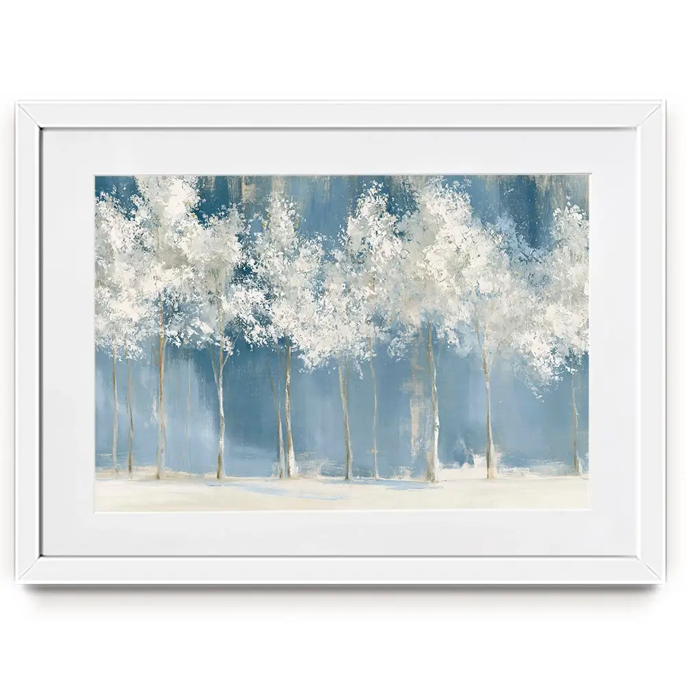 Birch Grove In Frost Framed Art Print Birch Grove In Frost Framed Art Print wall art product Chromatic Storm Studio