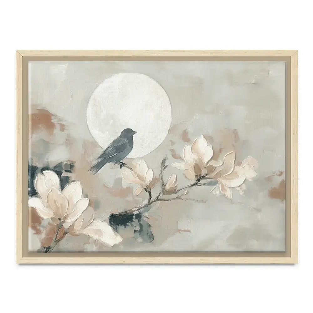 Bird Silhouette And Moon Canvas Print Bird Silhouette And Moon Canvas Print wall art product Chromatic Storm Studio