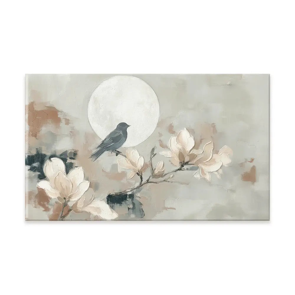 Bird Silhouette And Moon Canvas Print Bird Silhouette And Moon Canvas Print wall art product Chromatic Storm Studio
