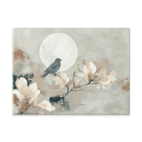 Bird Silhouette And Moon Canvas Print Bird Silhouette And Moon Canvas Print wall art product Chromatic Storm Studio