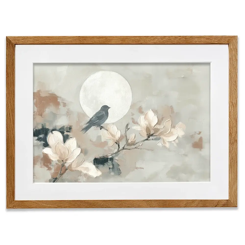Bird Silhouette And Moon Framed Art Print Bird Silhouette And Moon Framed Art Print wall art product Chromatic Storm Studio