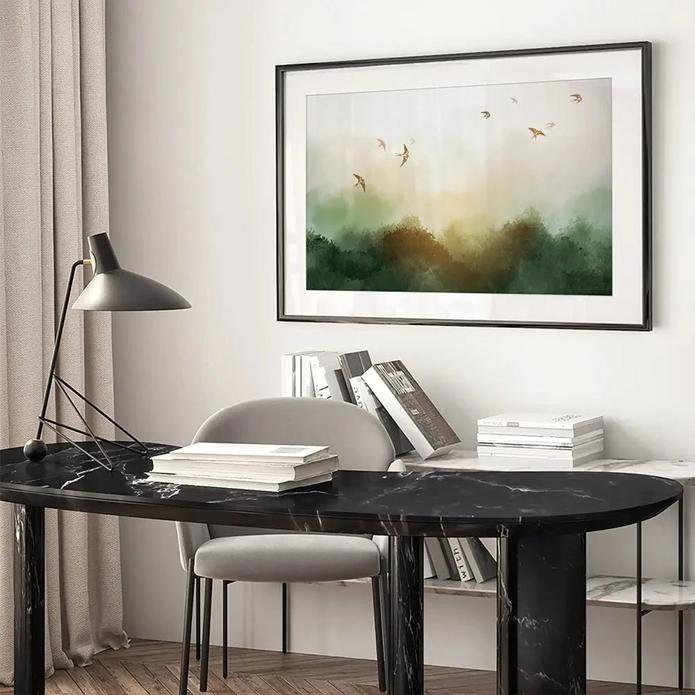 Birds Flying High Framed Art Print Birds Flying High Framed Art Print wall art product Elina Li / Shutterstock
