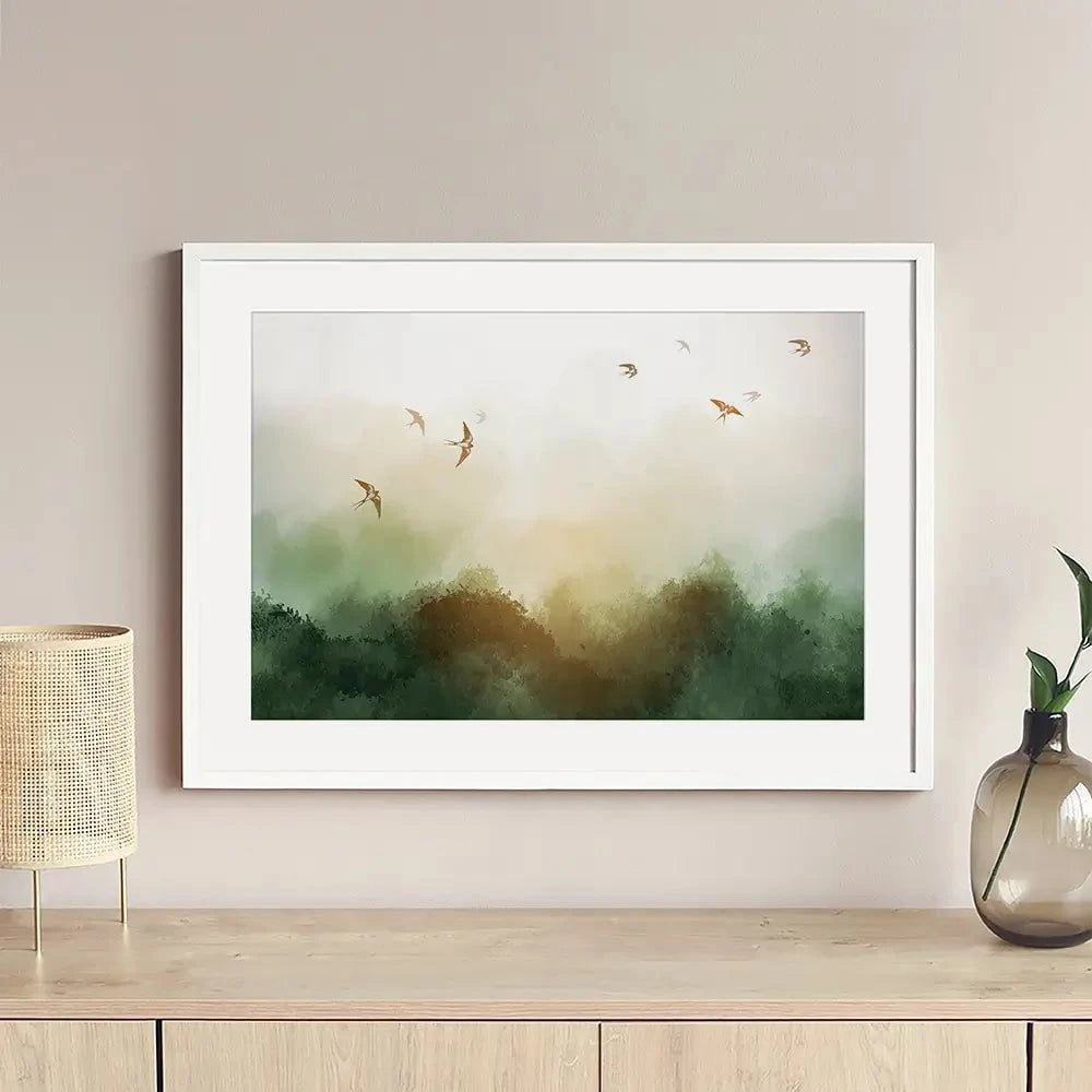 Birds Flying High Framed Art Print Birds Flying High Framed Art Print wall art product Elina Li / Shutterstock