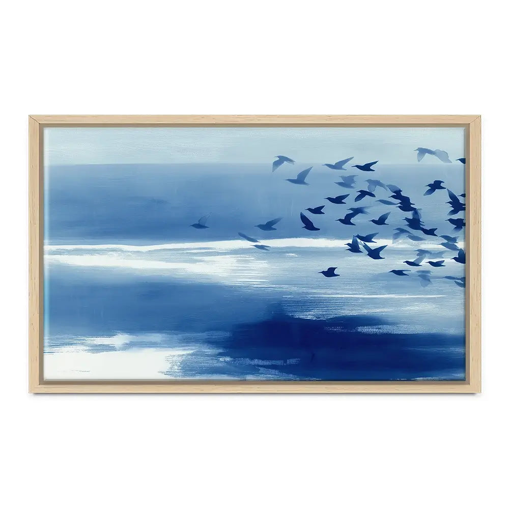 Birds In Blue Wind Canvas Print Birds In Blue Wind Canvas Print wall art product Chromatic Storm Studio