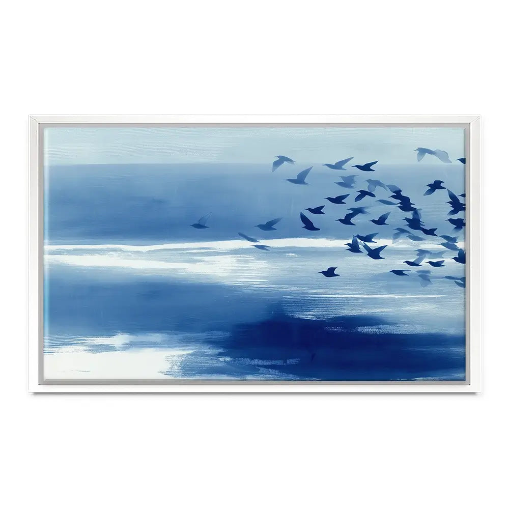 Birds In Blue Wind Canvas Print Birds In Blue Wind Canvas Print wall art product Chromatic Storm Studio