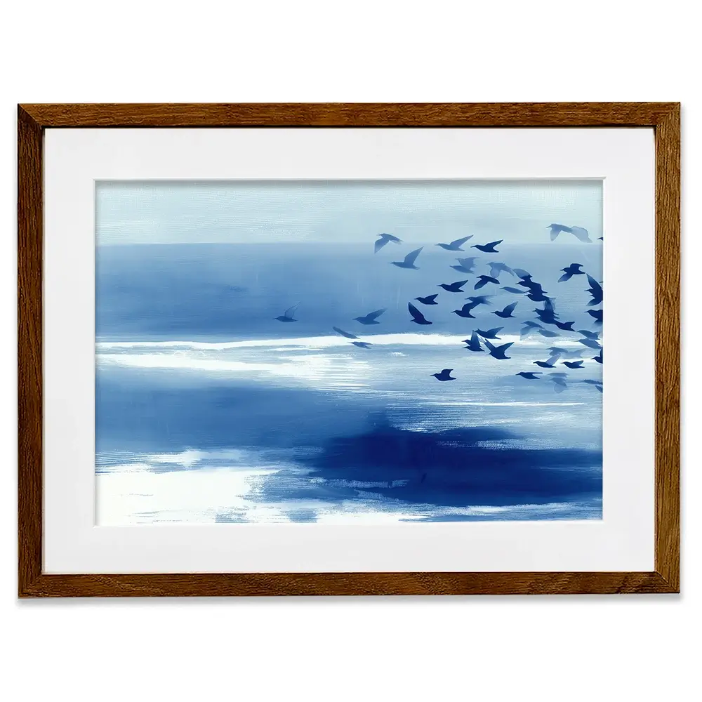 Birds In Blue Wind Framed Art Print Birds In Blue Wind Framed Art Print wall art product Chromatic Storm Studio