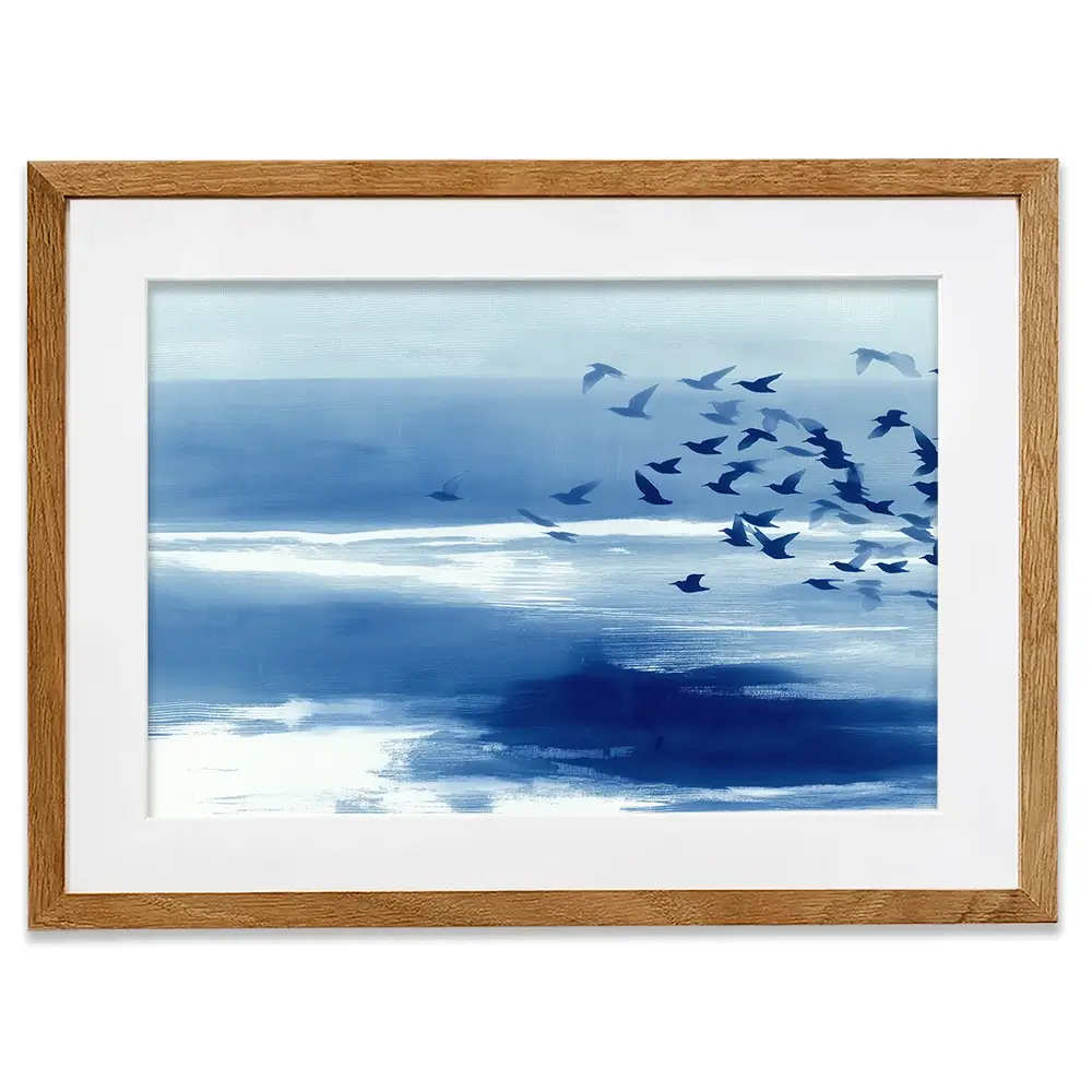 Birds In Blue Wind Framed Art Print Birds In Blue Wind Framed Art Print wall art product Chromatic Storm Studio