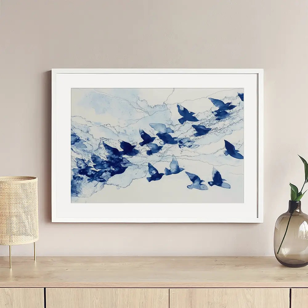 Birds In Flight Framed Art Print Birds In Flight Framed Art Print wall art product Chromatic Storm Studio