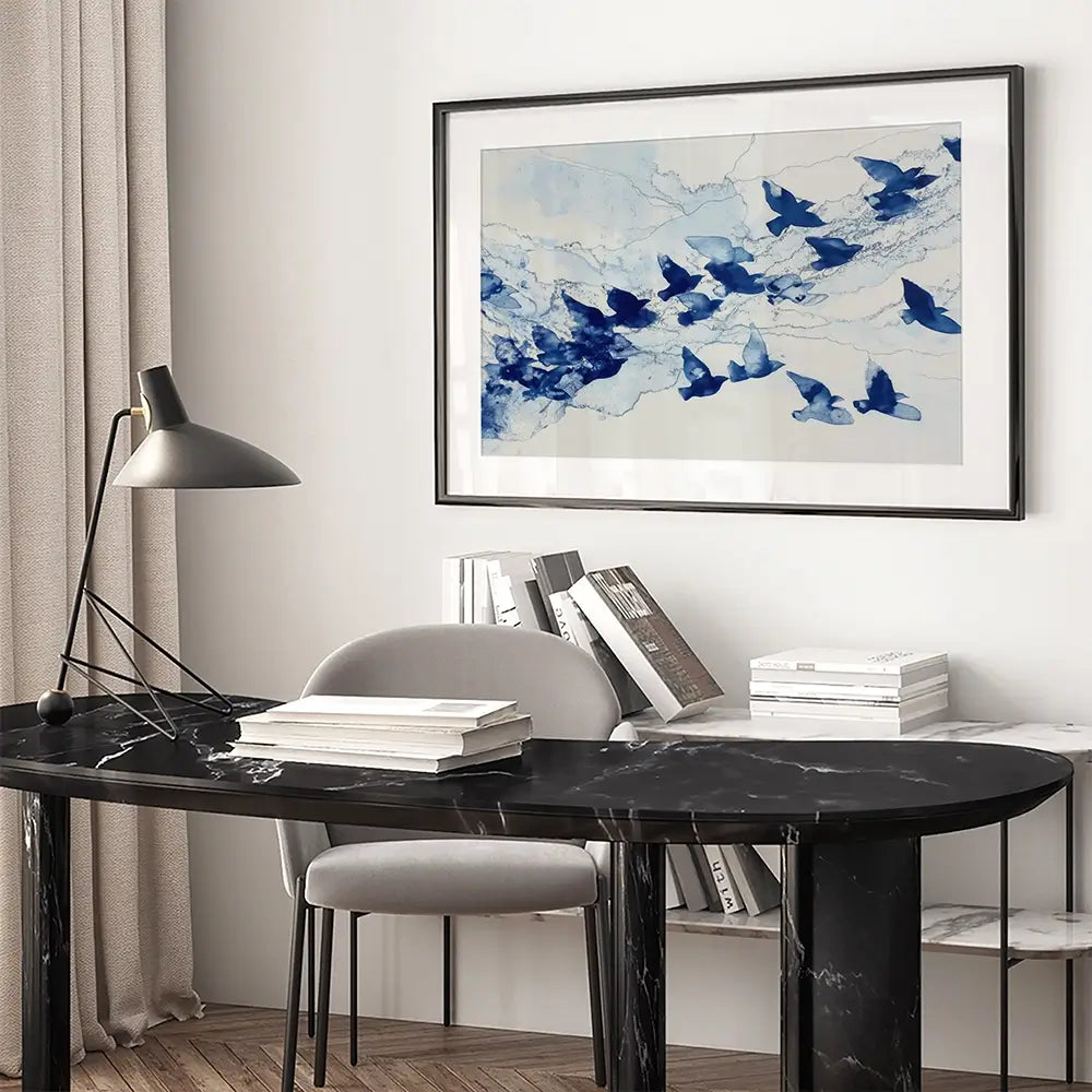 Birds In Flight Framed Art Print Birds In Flight Framed Art Print wall art product Chromatic Storm Studio