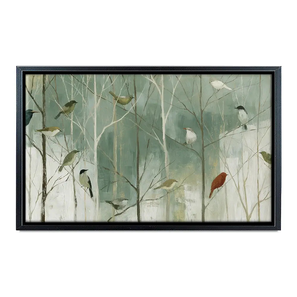 Birds In The Winter Wood Canvas Print Birds In The Winter Wood Canvas Print wall art product Chromatic Storm Studio
