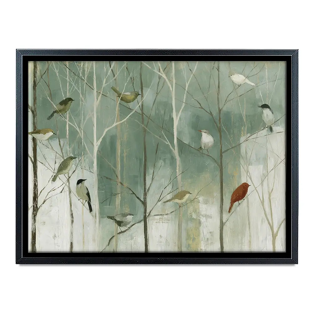 Birds In The Winter Wood Canvas Print Birds In The Winter Wood Canvas Print wall art product Chromatic Storm Studio