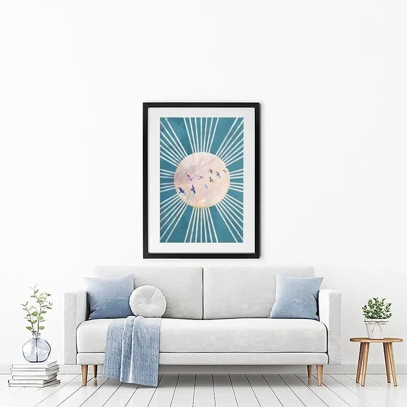 Birds Sun Boho Framed Art Print Birds Sun Boho Framed Art Print wall art product Sarah Manovski