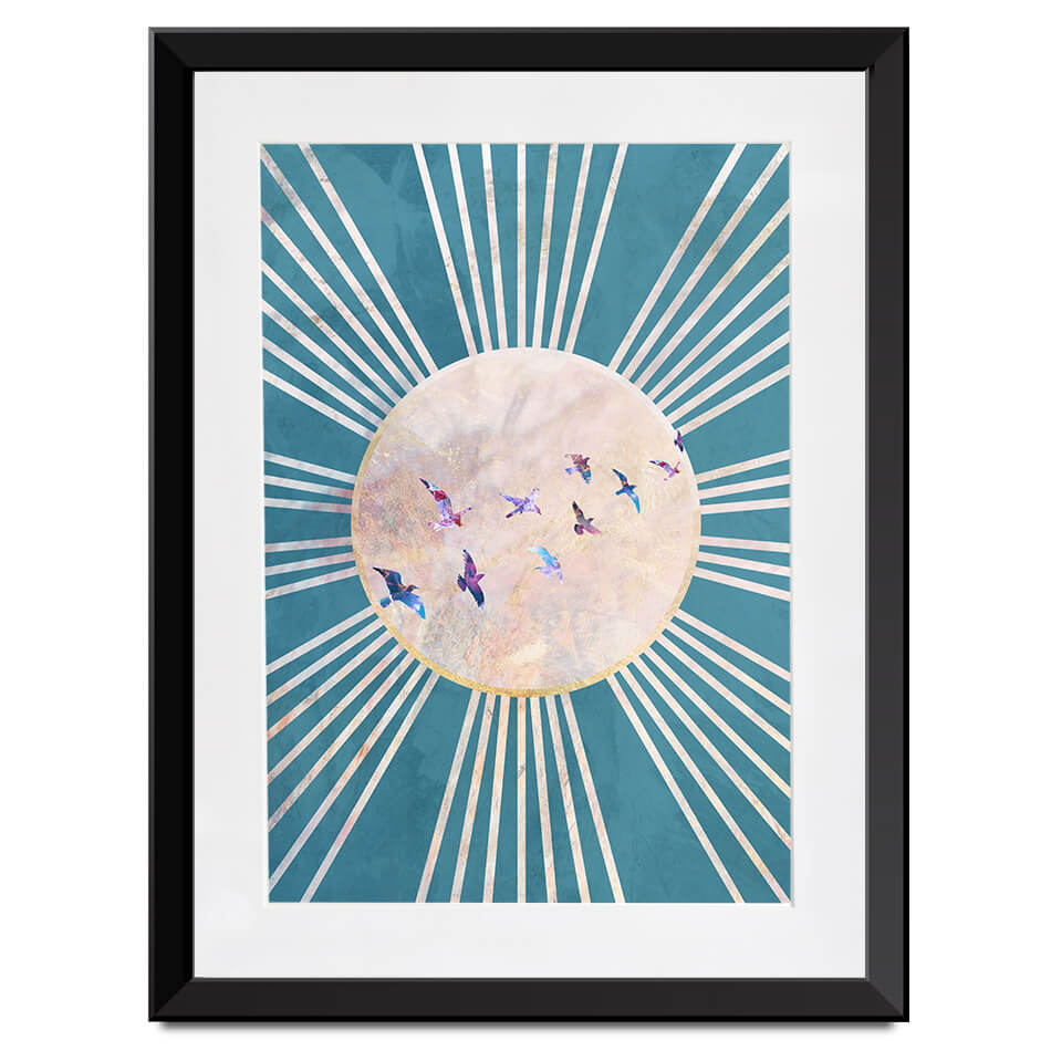 Birds Sun Boho Framed Art Print Birds Sun Boho Framed Art Print wall art product Sarah Manovski