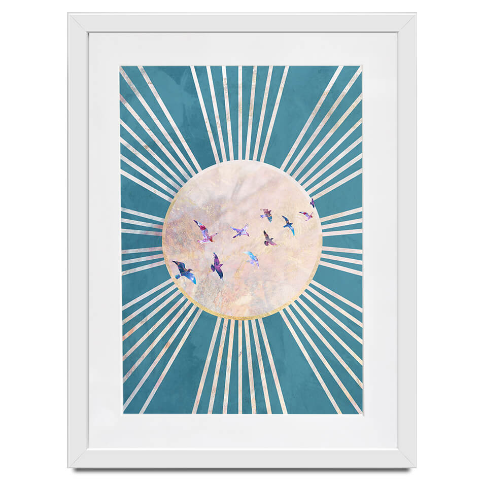 Birds Sun Boho Framed Art Print Birds Sun Boho Framed Art Print wall art product Sarah Manovski