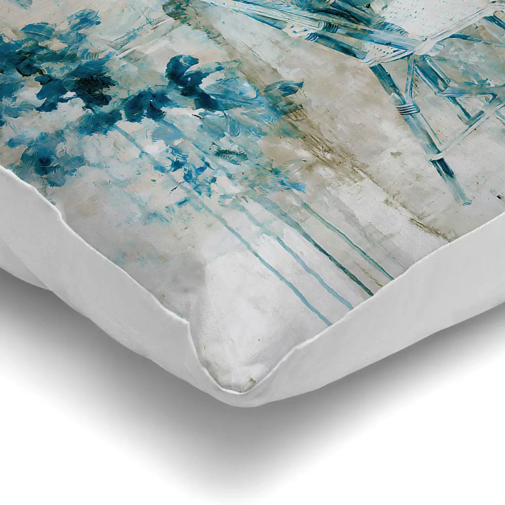 Bistro Table Under Striped Awning Cushion Bistro Table Under Striped Awning Cushion wall art product Chromatic Storm Studio