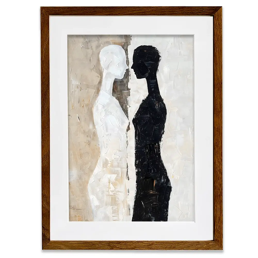 Black And Beige Figures Framed Art Print Black And Beige Figures Framed Art Print wall art product LSR Design Studio - Independent
