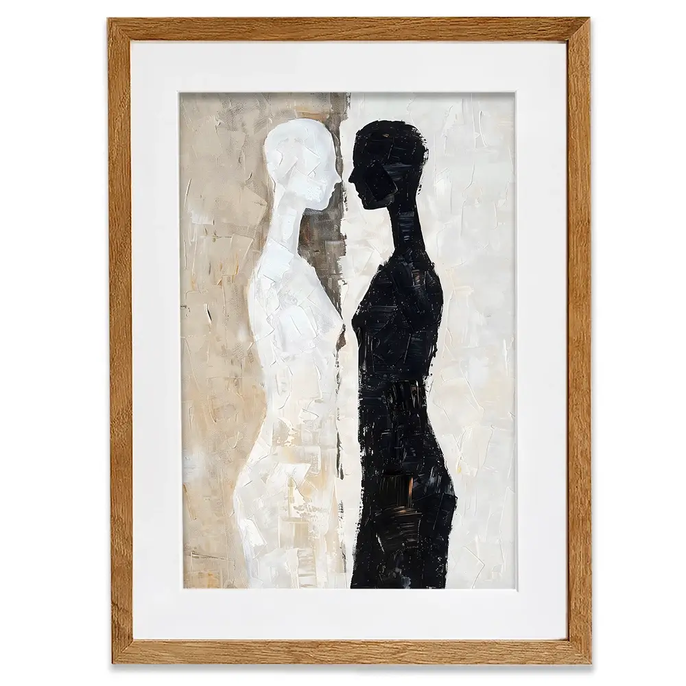 Black And Beige Figures Framed Art Print Black And Beige Figures Framed Art Print wall art product LSR Design Studio - Independent