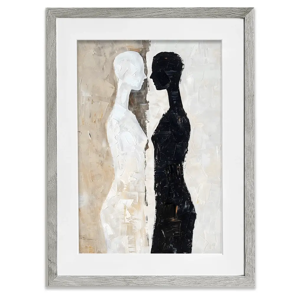 Black And Beige Figures Framed Art Print Black And Beige Figures Framed Art Print wall art product LSR Design Studio - Independent