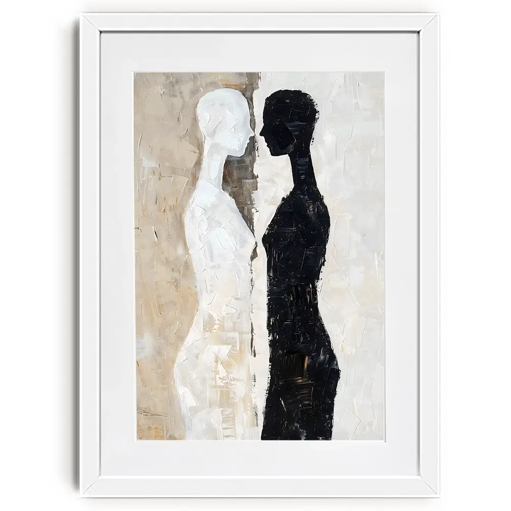 Black And Beige Figures Framed Art Print Black And Beige Figures Framed Art Print wall art product LSR Design Studio - Independent