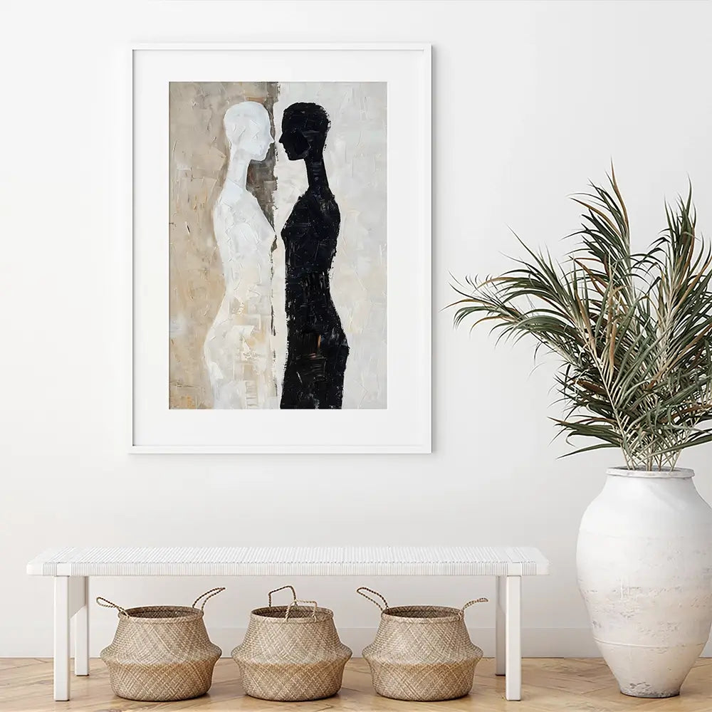 Black And Beige Figures Framed Art Print Black And Beige Figures Framed Art Print wall art product LSR Design Studio - Independent