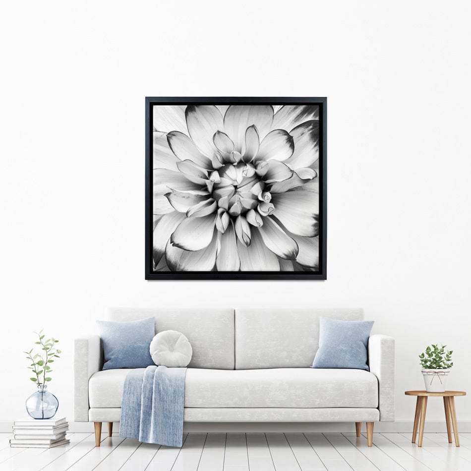 Black And White Flower Square Canvas Print wall art product Annmarie Young / Shutterstock
