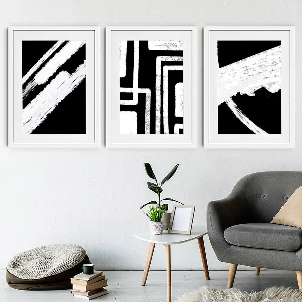 Black And White Framed Art Print Trio Black And White Framed Art Print Trio wall art product Yuli Saputra