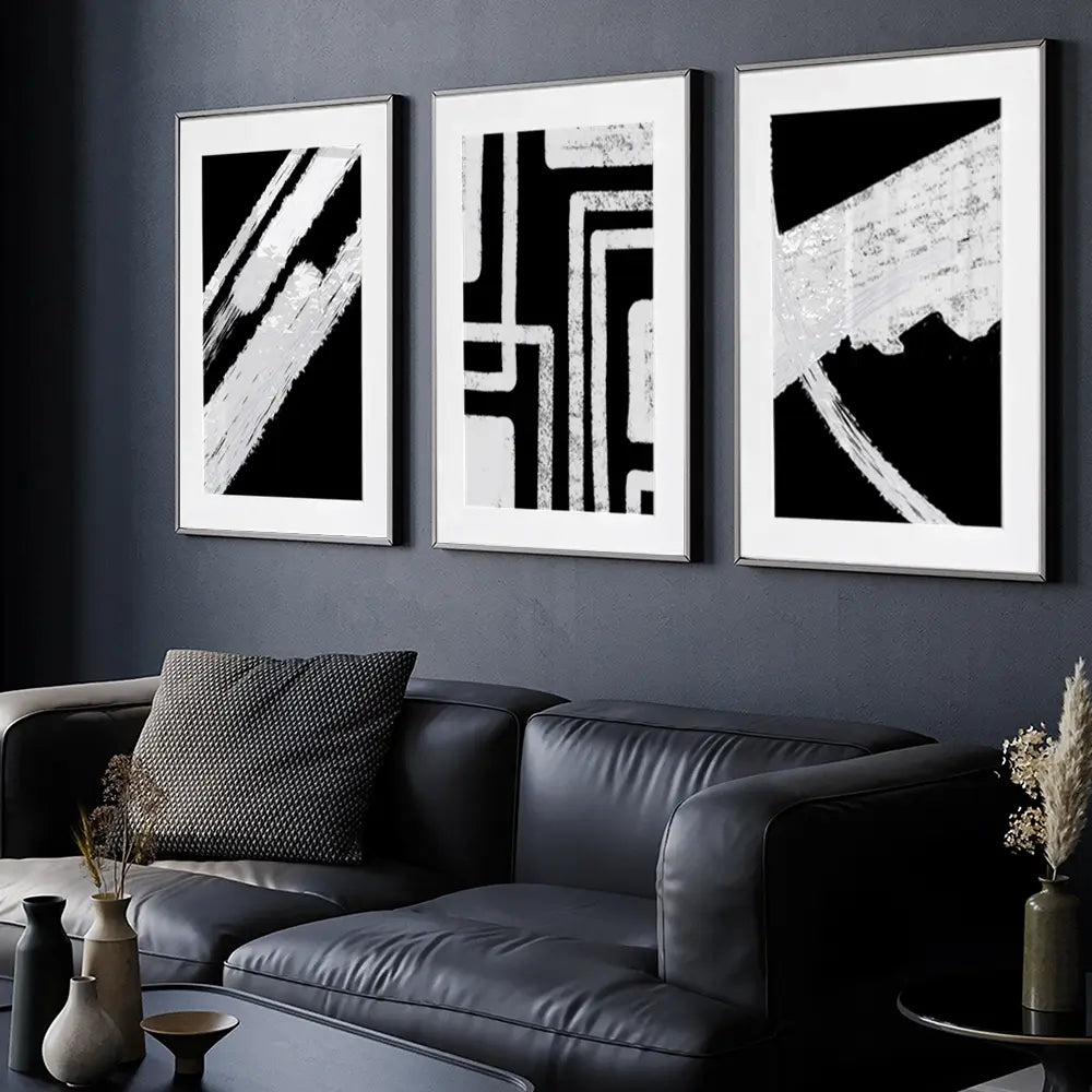 Black And White Framed Art Print Trio Black And White Framed Art Print Trio wall art product Yuli Saputra