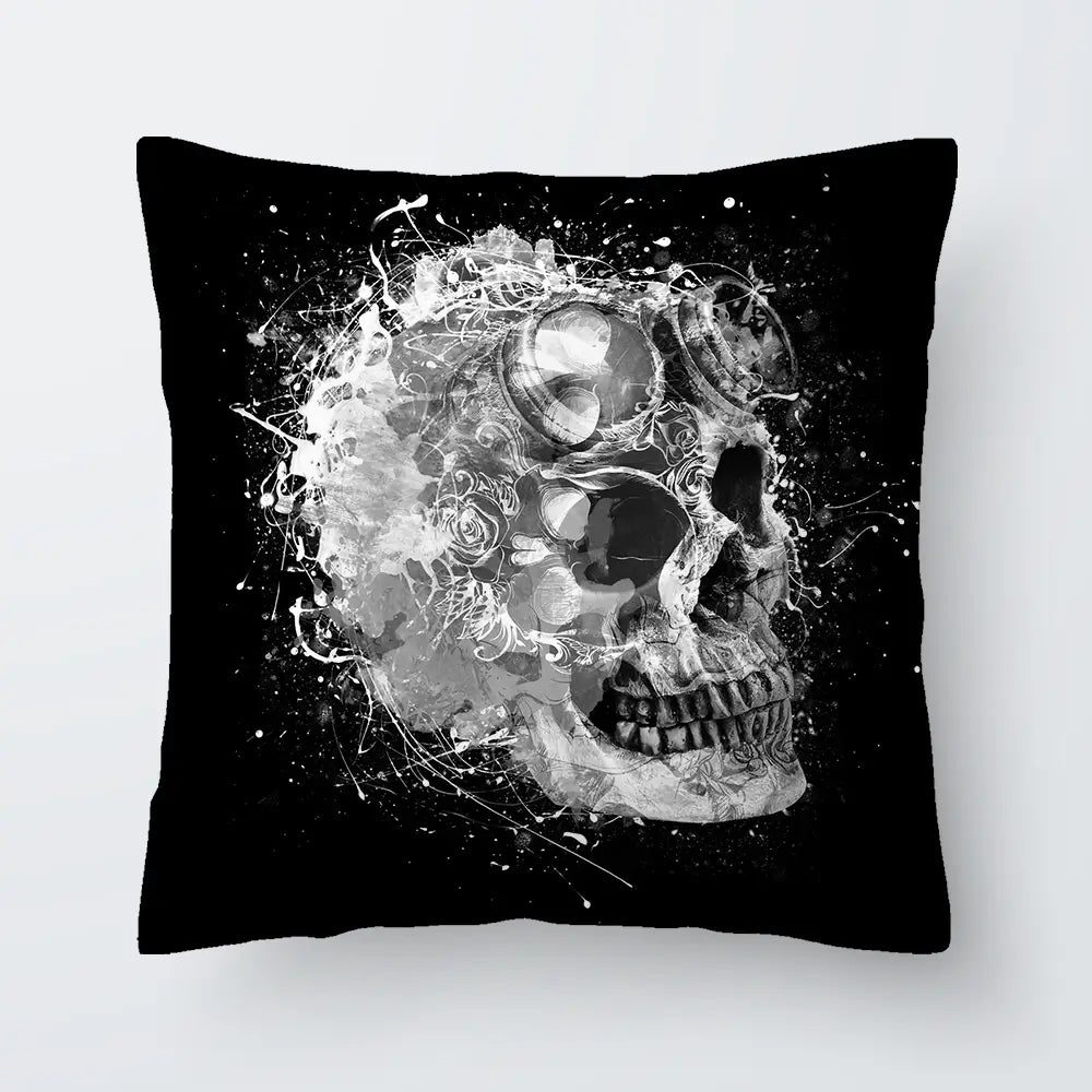 Black And White Skull Cushion Black And White Skull Cushion wall art product Aimee Linzi