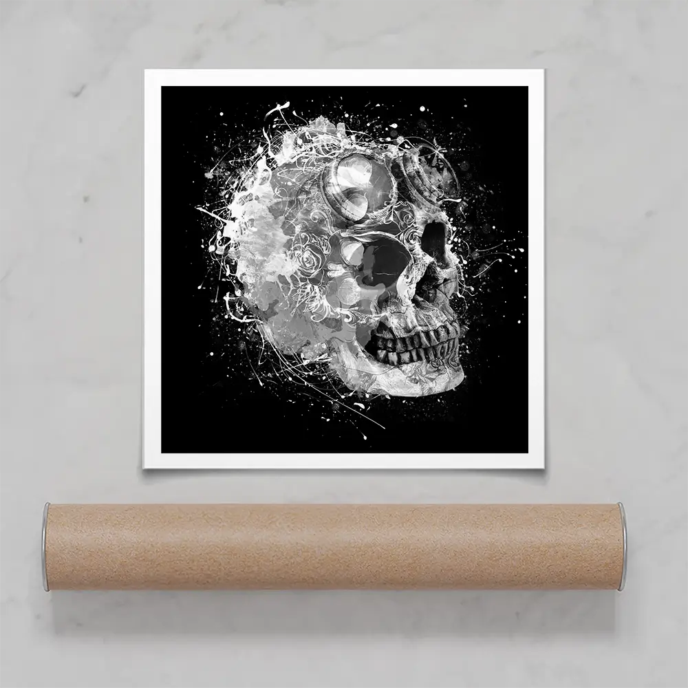 Black And White Skull Square Art Print Black And White Skull Square Art Print wall art product Aimee Linzi