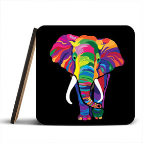 Black Colourful Elephant Coaster Set Rainbow Soul Tree Coaster Set | Rainbow Soul Tree Art Coasters wall art product Denel / Shutterstock