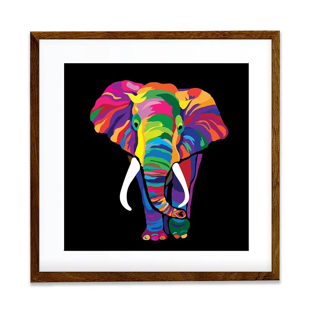 Black Colourful Elephant Square Framed Art Print Black Colourful Elephant Square Framed Art Print wall art product Denel / Shutterstock