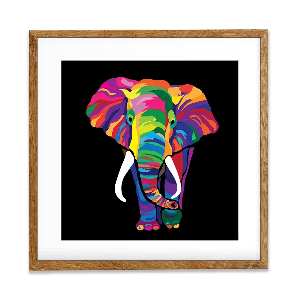 Black Colourful Elephant Square Framed Art Print Black Colourful Elephant Square Framed Art Print wall art product Denel / Shutterstock