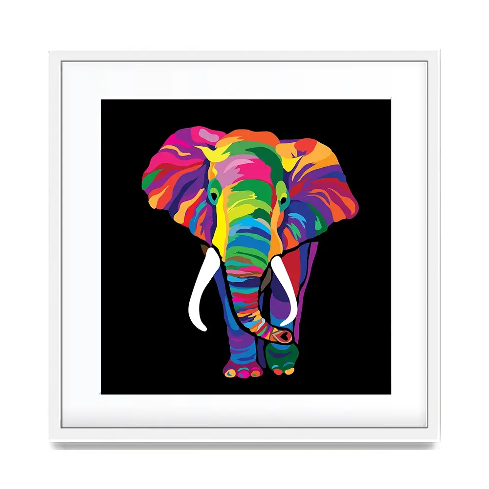 Black Colourful Elephant Square Framed Art Print Black Colourful Elephant Square Framed Art Print wall art product Denel / Shutterstock