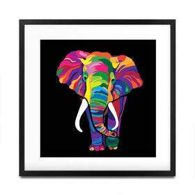 Black Colourful Elephant Square Framed Art Print Black Colourful Elephant Square Framed Art Print wall art product Denel / Shutterstock