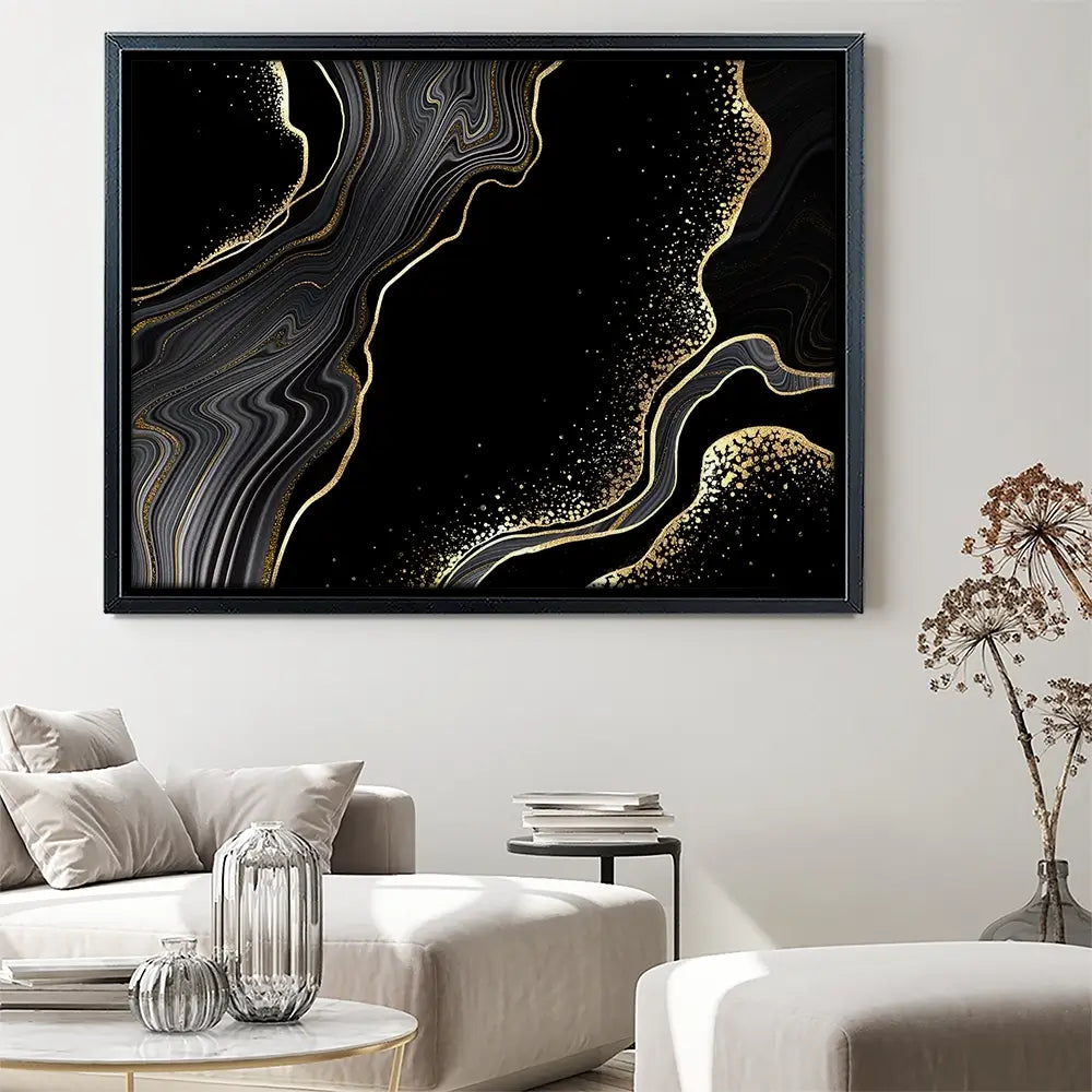 Black Marble Canvas Print Black Marble Canvas Print wall art product wacomka / Shutterstock