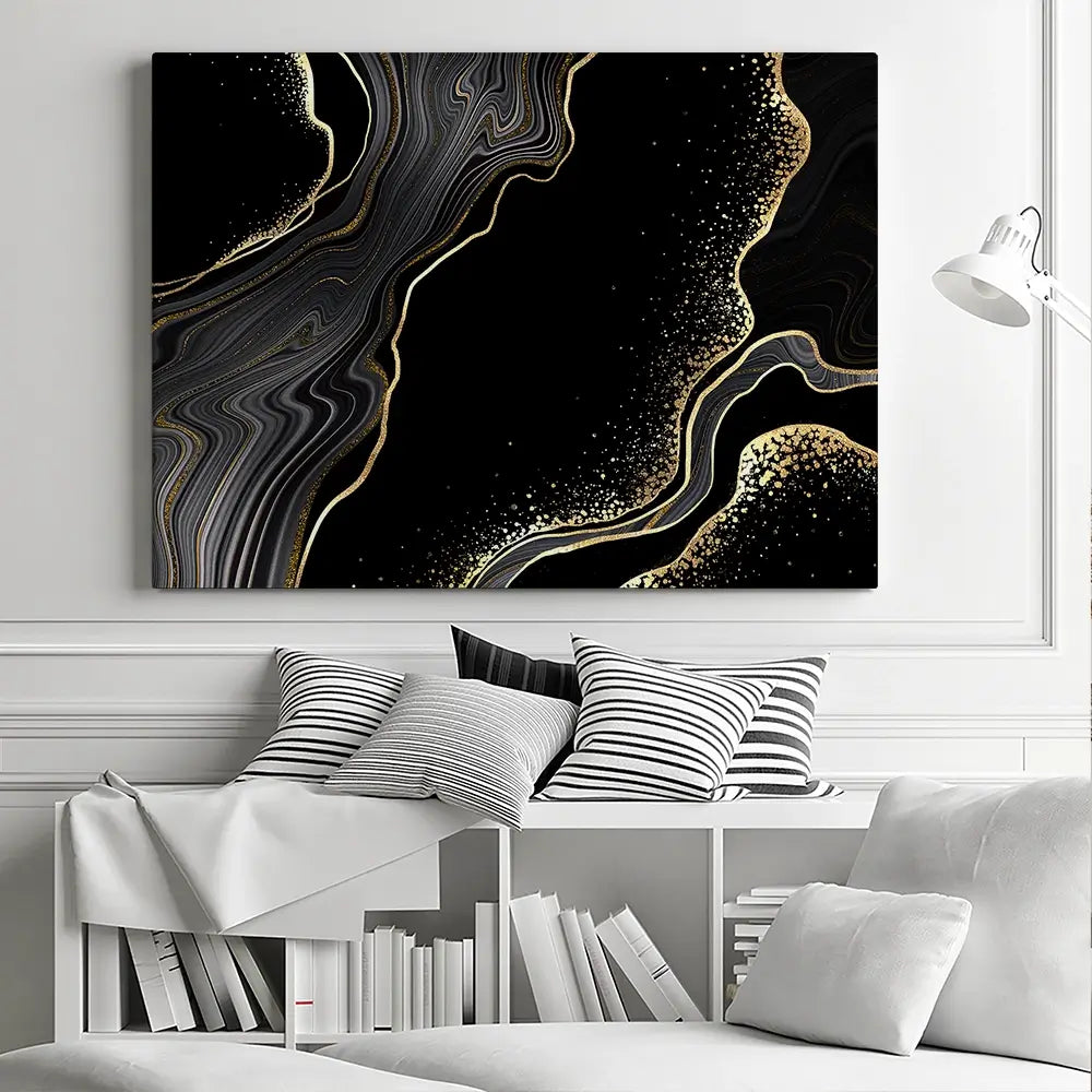 Black Marble Canvas Print Black Marble Canvas Print wall art product wacomka / Shutterstock