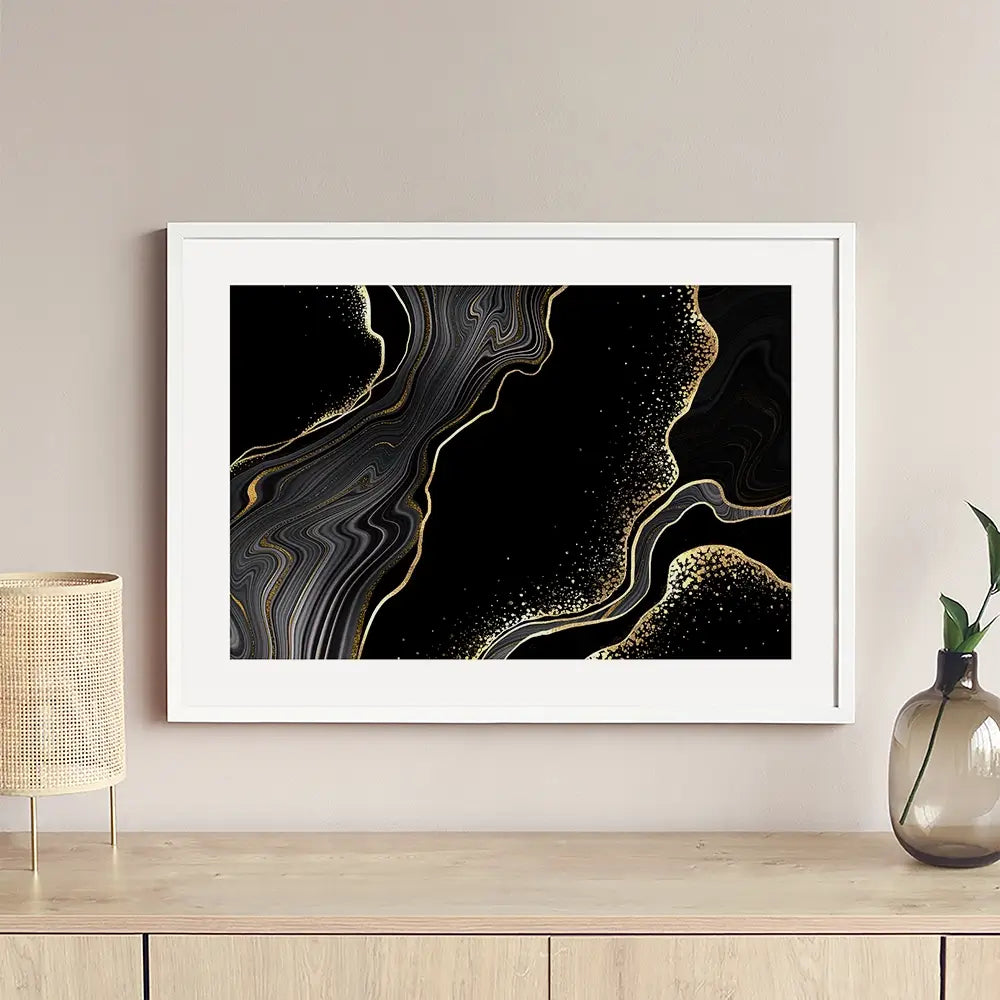 Black Marble Framed Art Print Black Marble Framed Art Print wall art product wacomka / Shutterstock