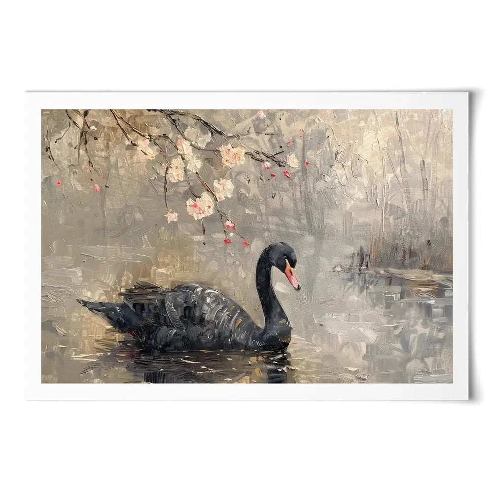 Black Swan On The Lake Art Print Black Swan On The Lake Art Print wall art product Arlington Prints - Independent